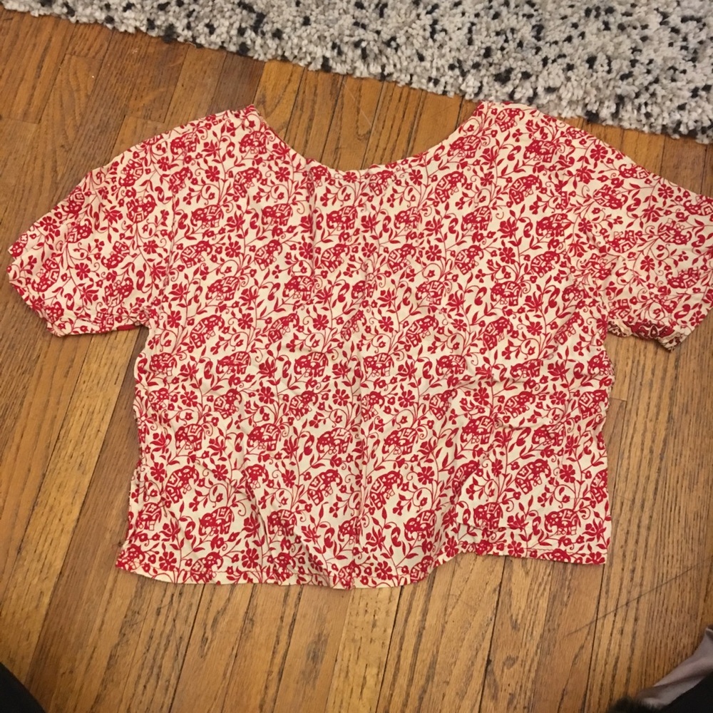 Vintage Crop Top Elephant Pattern
